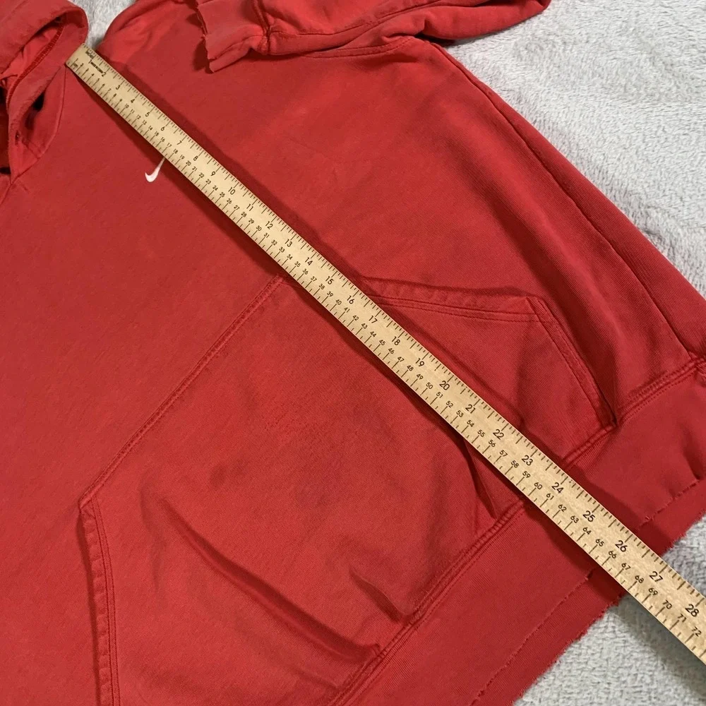 Vintage‎ Nike Essentials Small Swoosh Hoodie Mens Large Red Y2K Gray Tag FLAWS